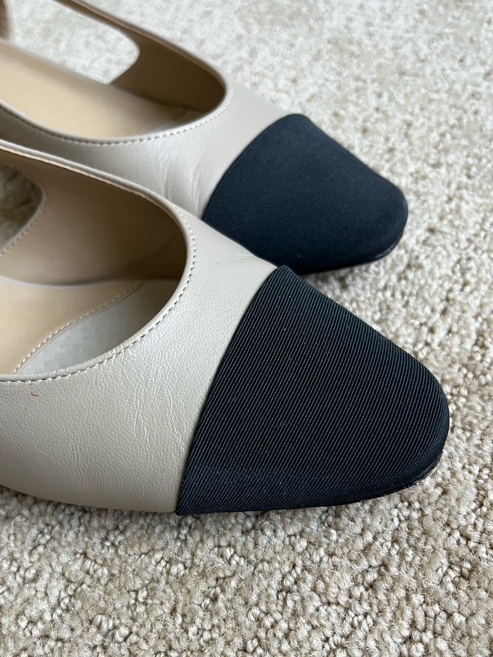 Vaneli Two-Tone Slingback Mules in taupe and Black - Picture 5 of 6